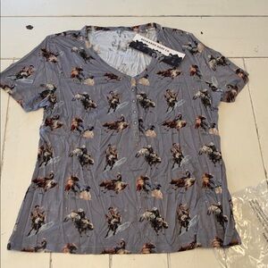 Lavender bull rider western Print Pajama Top and bottom. Women’s size large